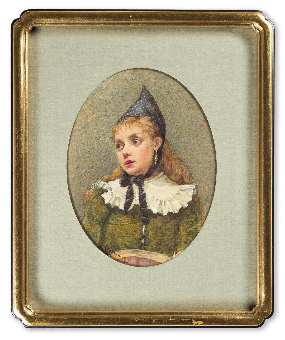 Greenaway, Kate (1846-1901) Portrait of a Girl in Kerchief and Collar.